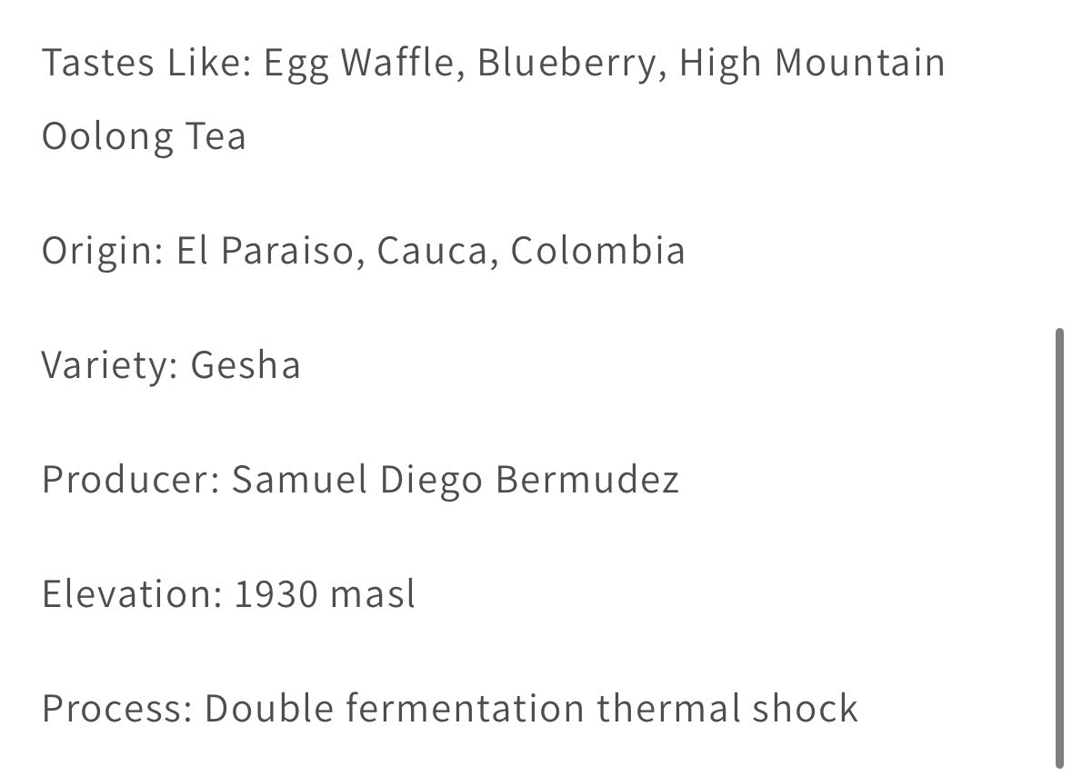 PRE-ORDER 4oz (114g) Gesha
Luna Bermudez
Finca El Paraiso